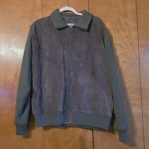 Men's Suede and Knit Zip-Up Jacket